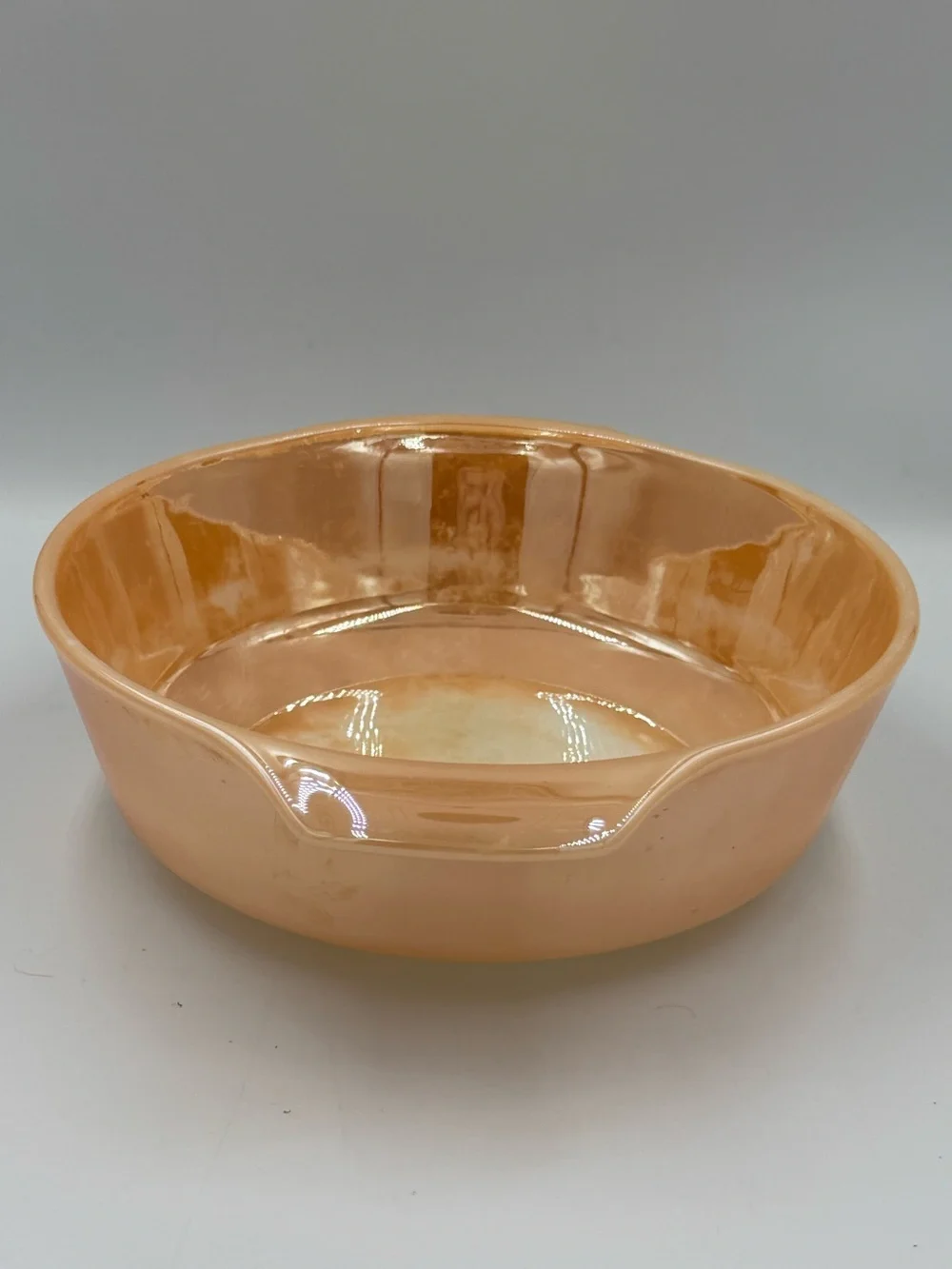 Vintage Anchor Hocking Peach Luster Casserole 1.5qt with Handles
